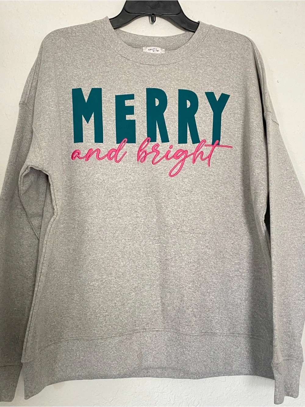 NWT Merry and Bright Gray Oversized Holiday Sweatshirt Size S